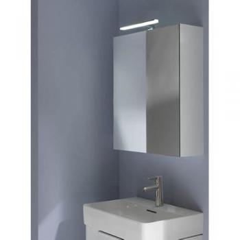 Espejo de Baño LAUFEN Base 600 mm con Luz LED y Bisagra Derecha, Color Gris Tráfico