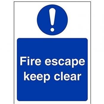 vsafety 18038 an-s señal obligatoria,Fire Escape Keep Clear, autoadhesivas, vertical, 150 mm x 200 mm), color azul