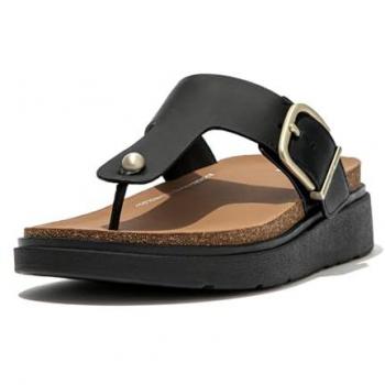 Sandalias FitFlop Gen-FF Buckle Leather Toe-Post Negro Mujer - Talla 40 EU