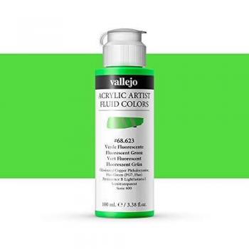 Vallejo : Fluid Artist Acrylic Paint : 100ml : Fluorescent Green