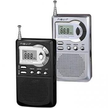 Nevir NVR-123NEGRO - Radio reloj digital de bolsillo, color negro