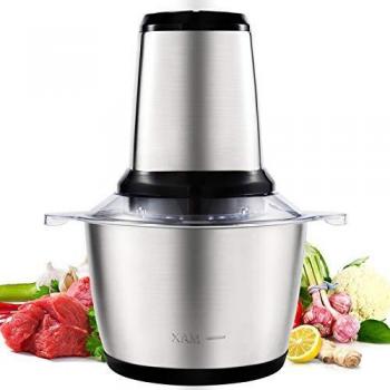 Oxford Street Picadora Eléctrica de Alimetos 350W, 2L Trituradora de Alimentos de Acero Inoxidable, Picadora Batidora Eléctrica de Cocina 4 Cuchillas, Picadora de Carne Verduras y Frutas