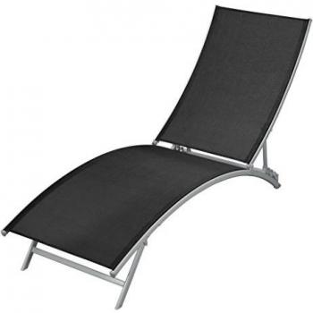 vidaXL Tumbona de Textilene Plegable Negro Estructura de Acero Color Negro