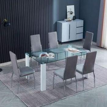 Conjunto de Comedor 1 Mesa Hana Blanco + 6 Sillas Sakura Marengo