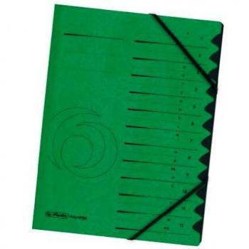 Carpeta organizadora A4 herlitz easyorga, cartón, 12 compartimentos, color verde