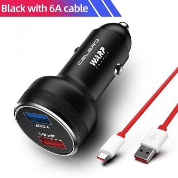Cargador de Coche USB Dual OnePlus Warp Dash con Cable 30W Carga Rápida para OnePlus Nord 8, 7T, 7 Pro, 6T y 5T