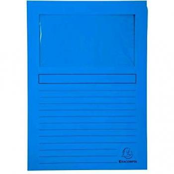 100 Subcarpetas con ventana Super - Exacompta 50162E - 160 g/m2 Azul vivo