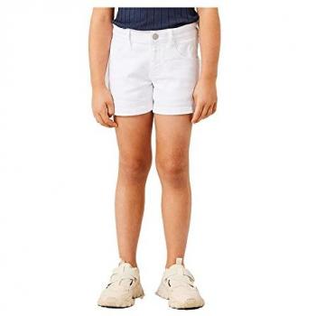 Short de niña con cintura ajustable y corte regular, color blanco brillante