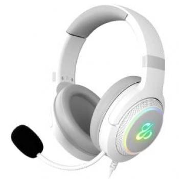 Newskill Sobek Ivory Auriculares Gaming RGB Multiplataforma Blancos con micrófono, diseño ergonómico, iluminación RGB personalizable, compatibilidad multiplataforma (PC, consolas y dispositivos móviles), almohadillas suaves para mayor