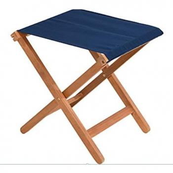 Taburete Plegable de Madera y Tela Azul Acacia VT2200500