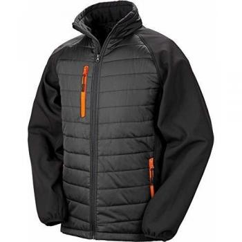 Chaqueta Softshell Acolchada Recycled Compass Negra/Naranja Extra Grande