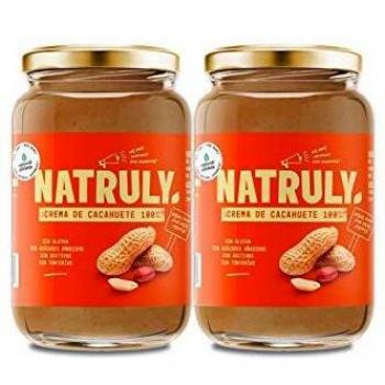 NATRULY Crema de Cacahuete Sin Azúcar, Vegana, Sin Gluten, Sin Lactosa, 100% Cacahuete Natural