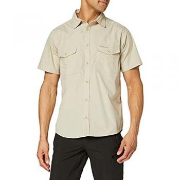 Craghoppers Men's Kiwi Short Sleeve Hiking Shirt - Oatmeal, NosiDefense Cotton Blend