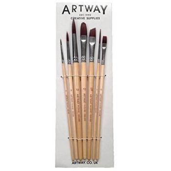 Artway - Set de 7 pinceles de pintura - Redondos, plano, de lengua de gato, delineador y chisel - Nailon - 1 unidad, beige A-Artway Nylon Brush Set