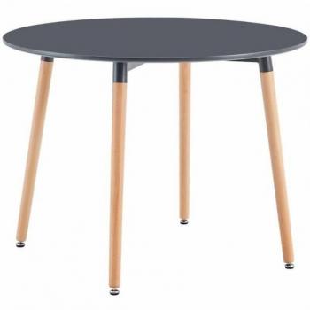 Mesa Nordika Fija para Comedor Redonda en Color Gris y Haya 100x75 cm
