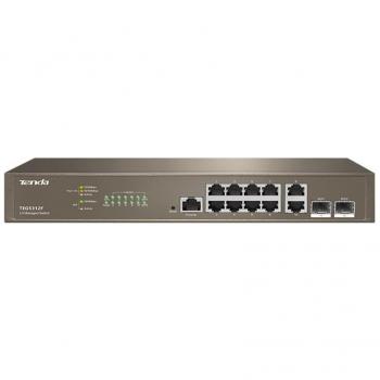 Tenda TEG5312F L3 Managed Gigabit Ethernet Switch with 10x 10/100/1000Base-T Ports, 2x SFP Slots, Cloud Management, 1U Rack-mountable