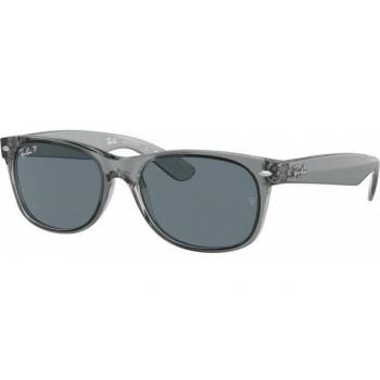 Ray-Ban New Wayfarer RB2132 6450/3R Polarized Sunglasses - Transparent Grey, 55-18 Unisex Square