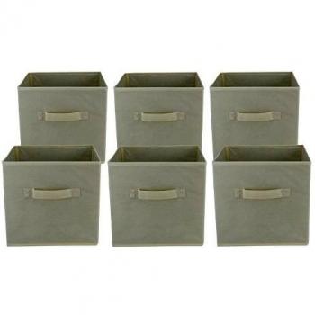 Rebecca SRL Juego de 6 Cajas de Almacenamiento Cubo Beige Organizador Resistente Lavable Armario Baño Dormitorio