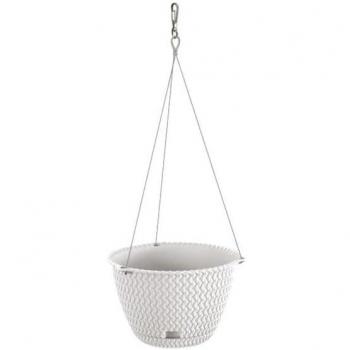 Maceta redonda colgante 4,8L PROSPERPLAST Splofy Round W de plástico en color gris, Ø27 x 16,6 cm.