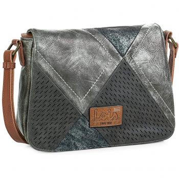 Lois - 96415 Bolso Bandolera Ajustable para Mujer. Cierre con Solapa y Cremallera. Bolsillo Exterior detrás. Piel sintética Polipiel, Color Metalizado