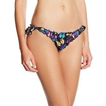 MC2 Saint Barth - Venus - Woman Brasiliana Fru Fru, Bikini Bottom para mujer, negro