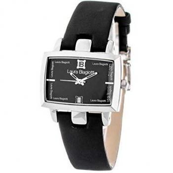 Laura Biagiotti LB0013M-NE Men's Watch with Genuine Leather Strap, 35mm Black Dial