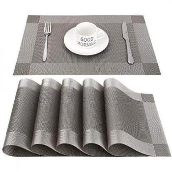 CHAOCHI Manteles Individuales Lavables Desgaste Set de 6 Salvamantele Individuales PVC Resistentes para la Mesa de Comedor de Cocina,Haz la Mesa más Bella