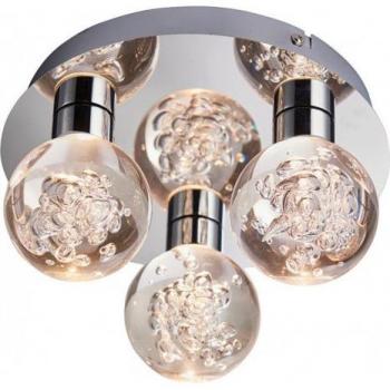Techo del baño de acero Versa - Endon Versa LED 3 luces de baño al ras de cromo, acrílico efecto burbuja IP44