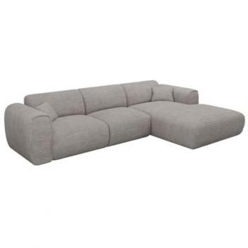 Sofá rinconera derecho de terciopelo gris claro POGNIA