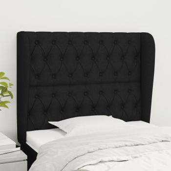 Cabecero con orejas de tela negro 103x23x118/128 cm vidaXL