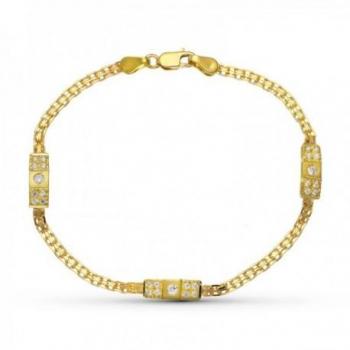 Pulsera Oro 18k Niña Doble Cadena Circonitas Mosquetón