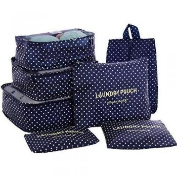 HiDay 7 Fijado Cubo de Viaje - 3 Cubos de Embalaje + 3 Bolsas + 1 Bolso de los Zapatos de Primera Calidad - Organizador de Equipaje de Viaje