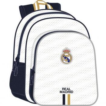 Mochila Escolar Junior con Adaptador para Carro Real Madrid Primera Equipación 2023/2024, Dimensiones 32x38x12 cm - Safta 612354640