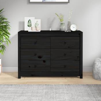 Armario auxiliar de madera maciza de pino 100x40x72 cm, mueble de almacenaje para salón, buffet, armario auxiliar y armario de almacenamiento en color negro