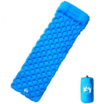 Colchón inflable de camping con almohada integrada azul vidaXL