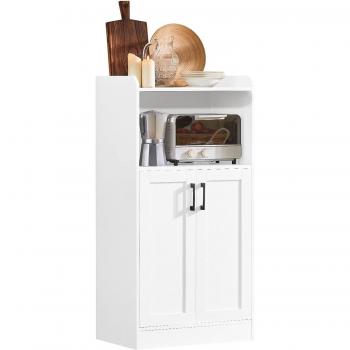 Aparador Auxiliar de Cocina para Microondas SoBuy FSB47-W con 2 Puertas y Estante, dimensiones 60 x 39 x 120 cm, color blanco