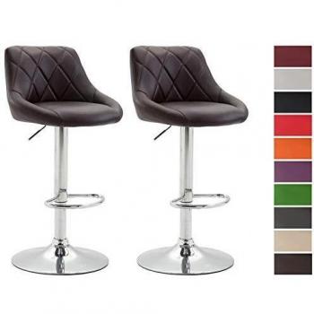 Set de 2 Taburetes Lazio Marrón con Diseño Moderno, Altura Regulable y Reposapiés