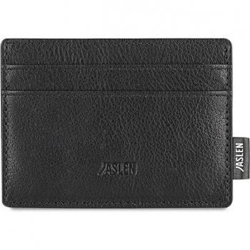 Jaslen - Tarjetero de hombre Hannover de piel con protección RFID en color negro