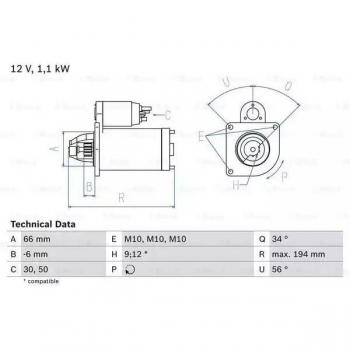 Motor de Arranque Bosch 986021600 - Tipo: Motor de arranque, Marca: Bosch, Número de pieza: 0 986 021 600