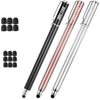 Pack de 3 Lápices Capacitivos Punta Fina 2 en 1 Lápiz Capacitivo para Todos Los de Pantalla Táctil Apple Ipads, iPad Mini, Teléfonos Móviles, Smartphones y Tabletas