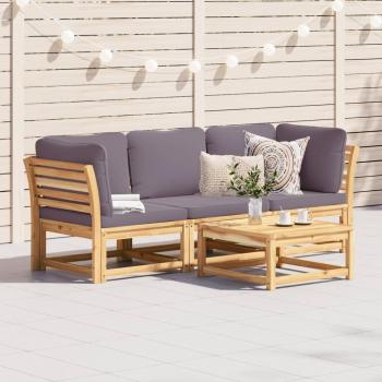 3-Piece Acacia Wood Garden Lounge Set with Cushions