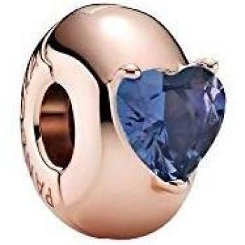 Pandora Rose Gold Blue Heart Solitaire Clip Charm