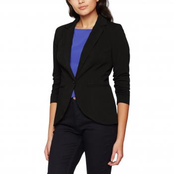 VERO MODA Vmwrinkly 3/4 Blazer Noos, Chaqueta de Traje para Mujer, Negro