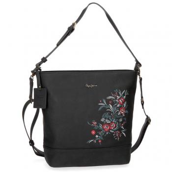 Pepe Jeans 7327661 Lala Bolso Bandolera, 32 cm, 12.54 litros, Negro