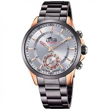 LOTUS Reloj Modelo 18808/1 de la colección Connected, Caja de 43 mm Plata con Correa de Acero Gris para Caballero