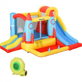 Castillo Hinchable Cohete con piscina, 2 toboganes, minimuro de escalada y cama de salto 330 cm Outsunny