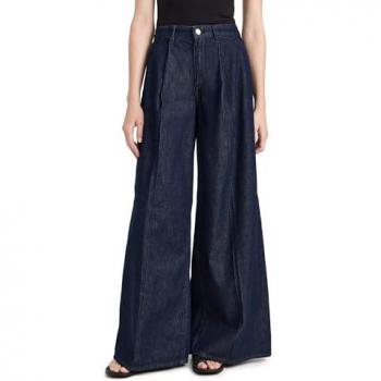 Theory Women's Indigo Pleated Wide-Leg Denim Pants - Size 24