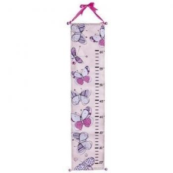 Whimsical mariposas color rosa y morado lona tabla de crecimiento