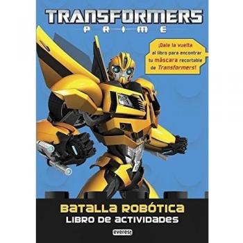 Transformers Prime. Batalla robótica. Libro de actividades: ¡Dale la vuelta al libro para encontrar tu máscara recortable de Transformers!