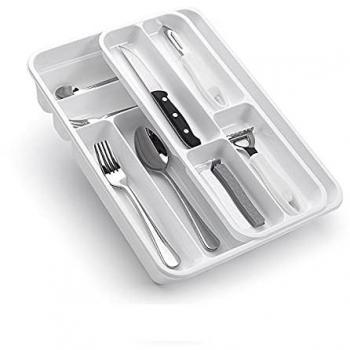 Organizador de cubiertos de plástico Acan Tradineur color blanco 40 x 30 x 7 cm
